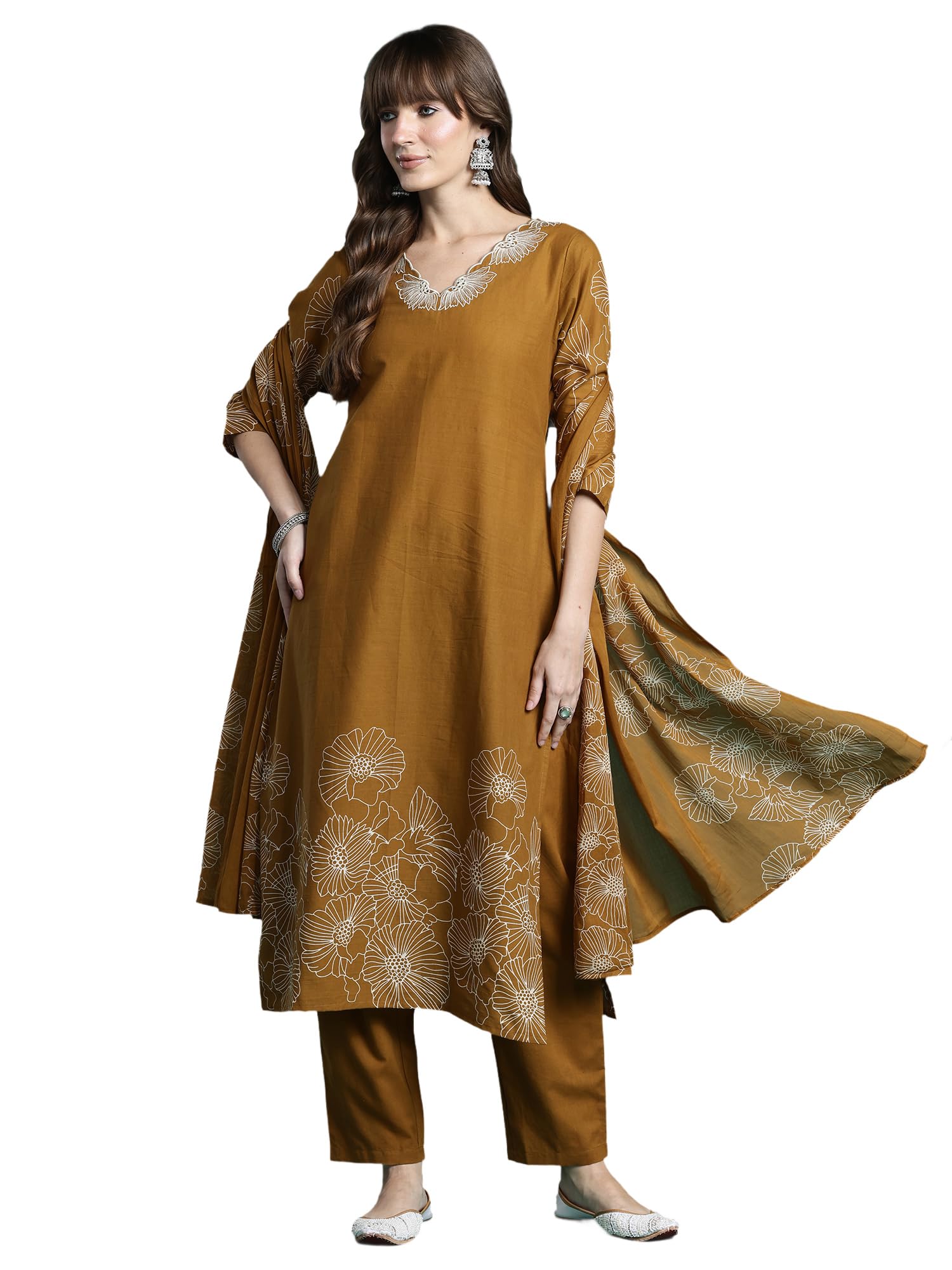 indo era Women's Straight Pure Cotton Floral Embroidered Kurta & Pant with Dupatta Set (KH0MT10311)-picture-32