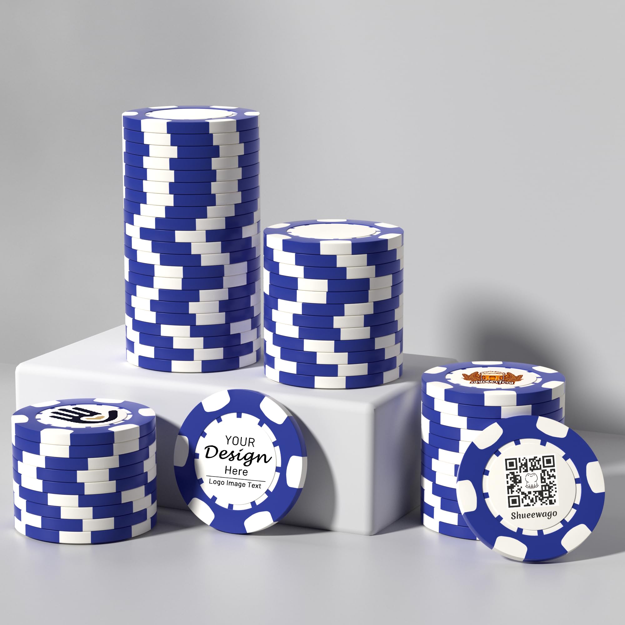 50 à 500 jetons de poker en argile personnalisés pour 7 couleurs, imprimés en couleur avec votre logo, image ou texte, 40 mm, poids de 11,5 g, jetons de boisson personnalisés pour bar, fête, carte de