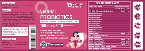 Miniatura 7 de NATURE TARGET Probióticos vaginales para mujer, 100 mil millones de UFC, probióticos y prebióticos con enzimas digestivas, arándano y D-manosa