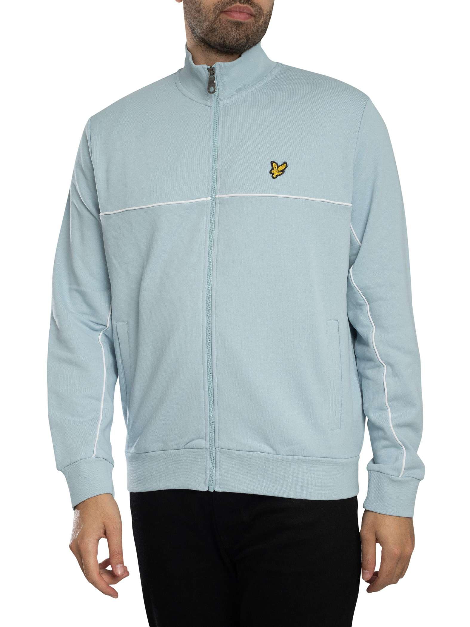 Lyle & Scott Men's Piped Full Zip Track Jacket, Opal Blue