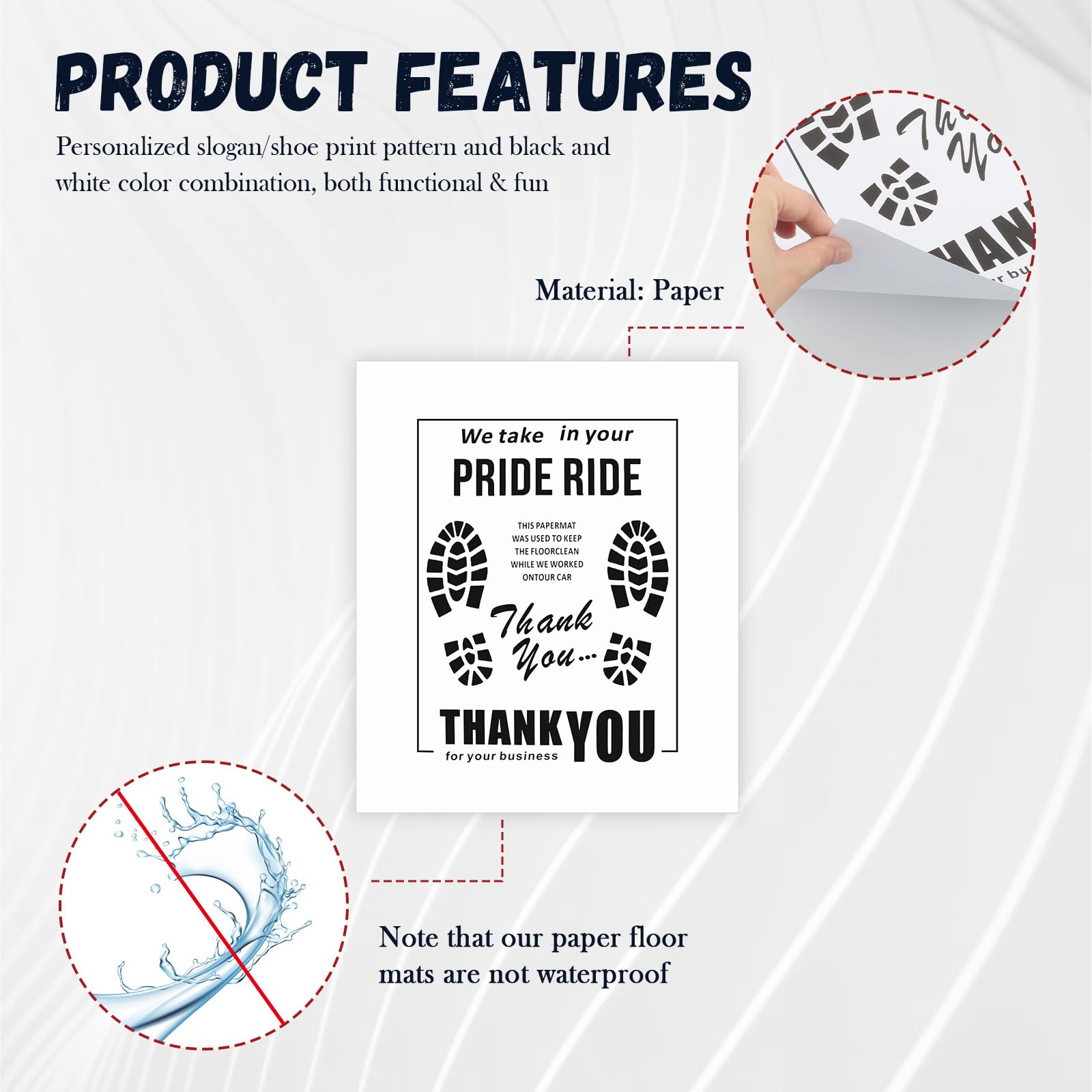 12PCS Paper Floor Mats for Cars Disposable Floor Mats for Cars Used to Protecting Original Carpet from Soil — view 3