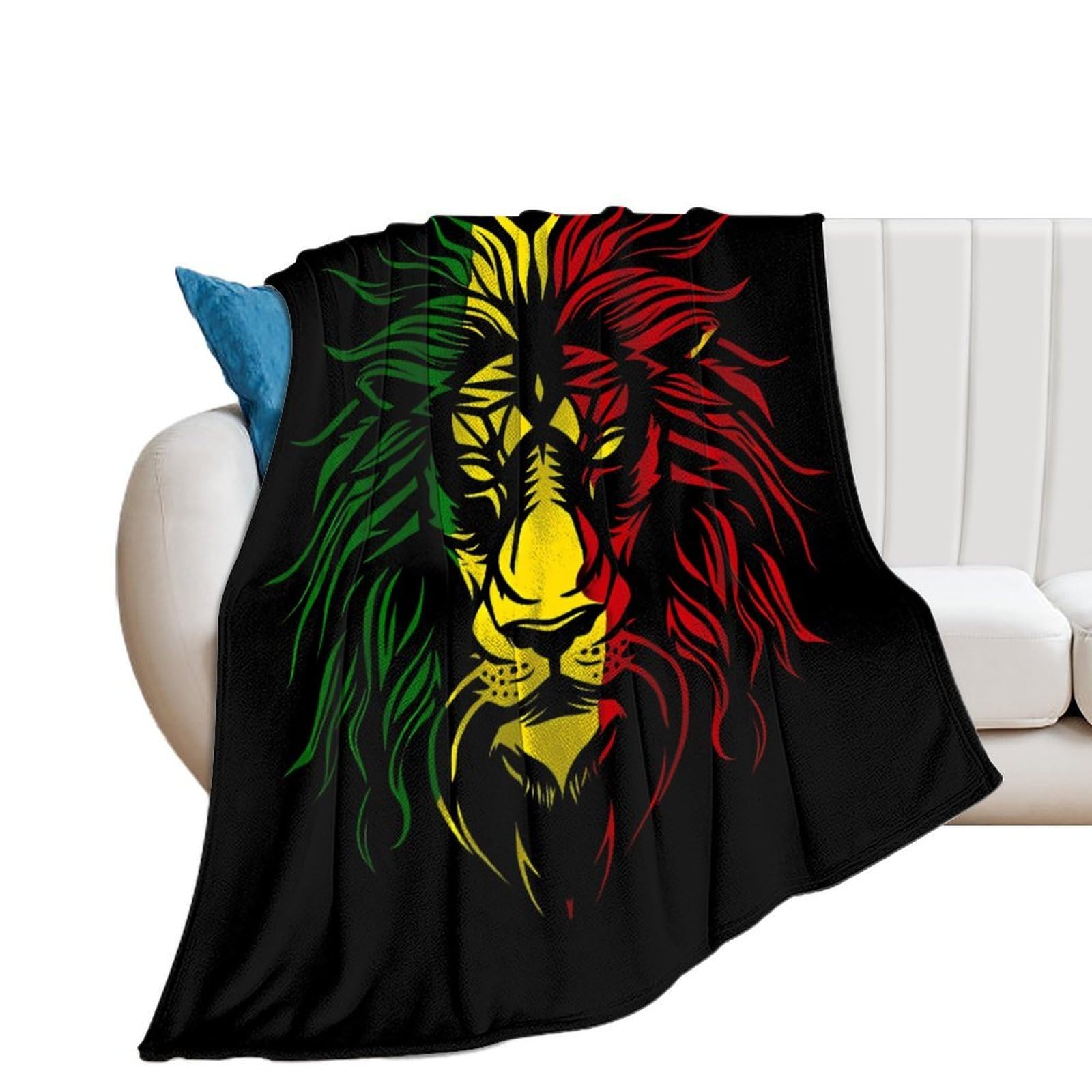 Nclqvjxzkhw Men's Style African Lion Rasta Jamaica Flannel Blanket Soft Throw Blankets Bed Couch Sofa Travel