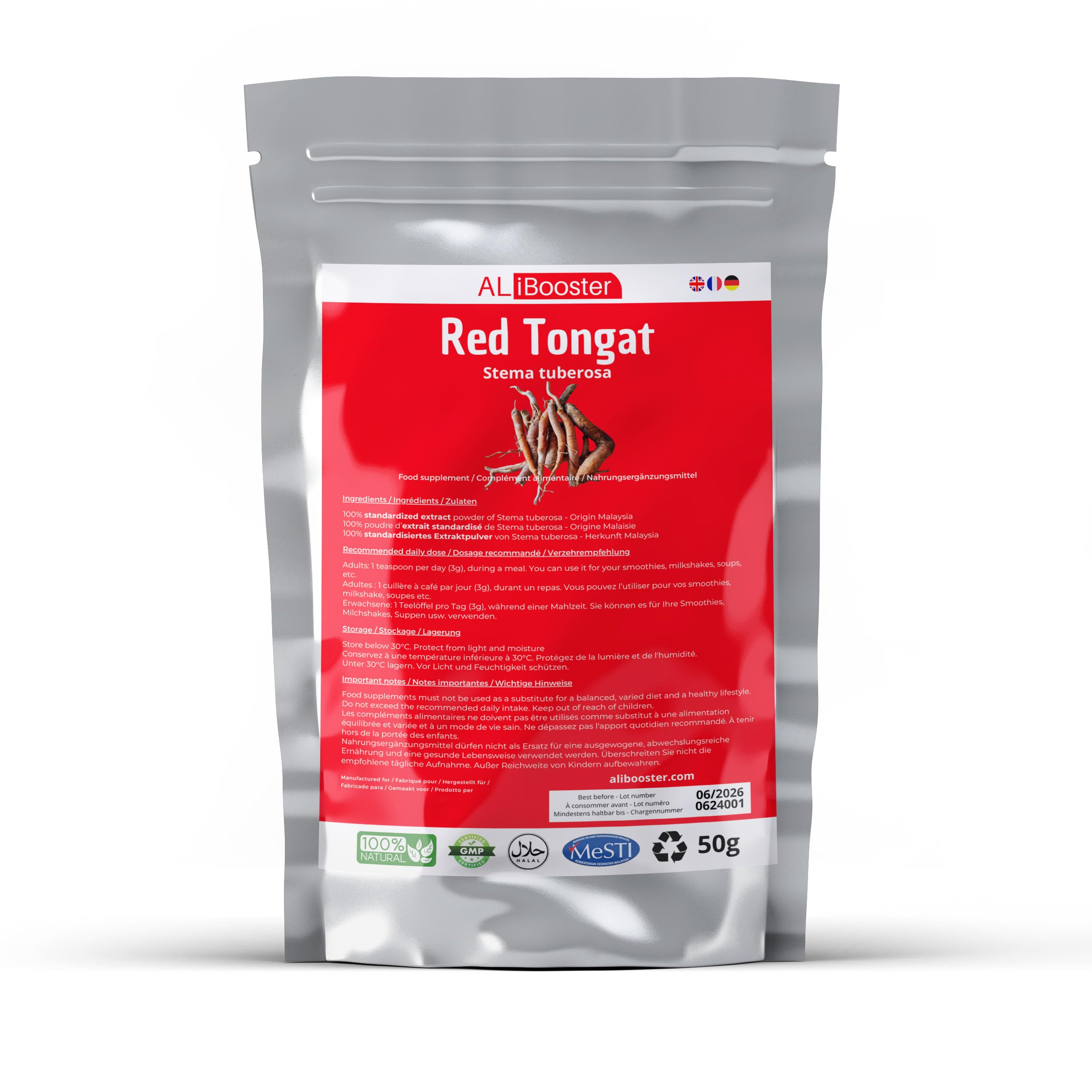 50g de Ginseng Malaisien Rouge en Poudre Pure – Stema tuberosa Idealny do zup, smoothie & deserów