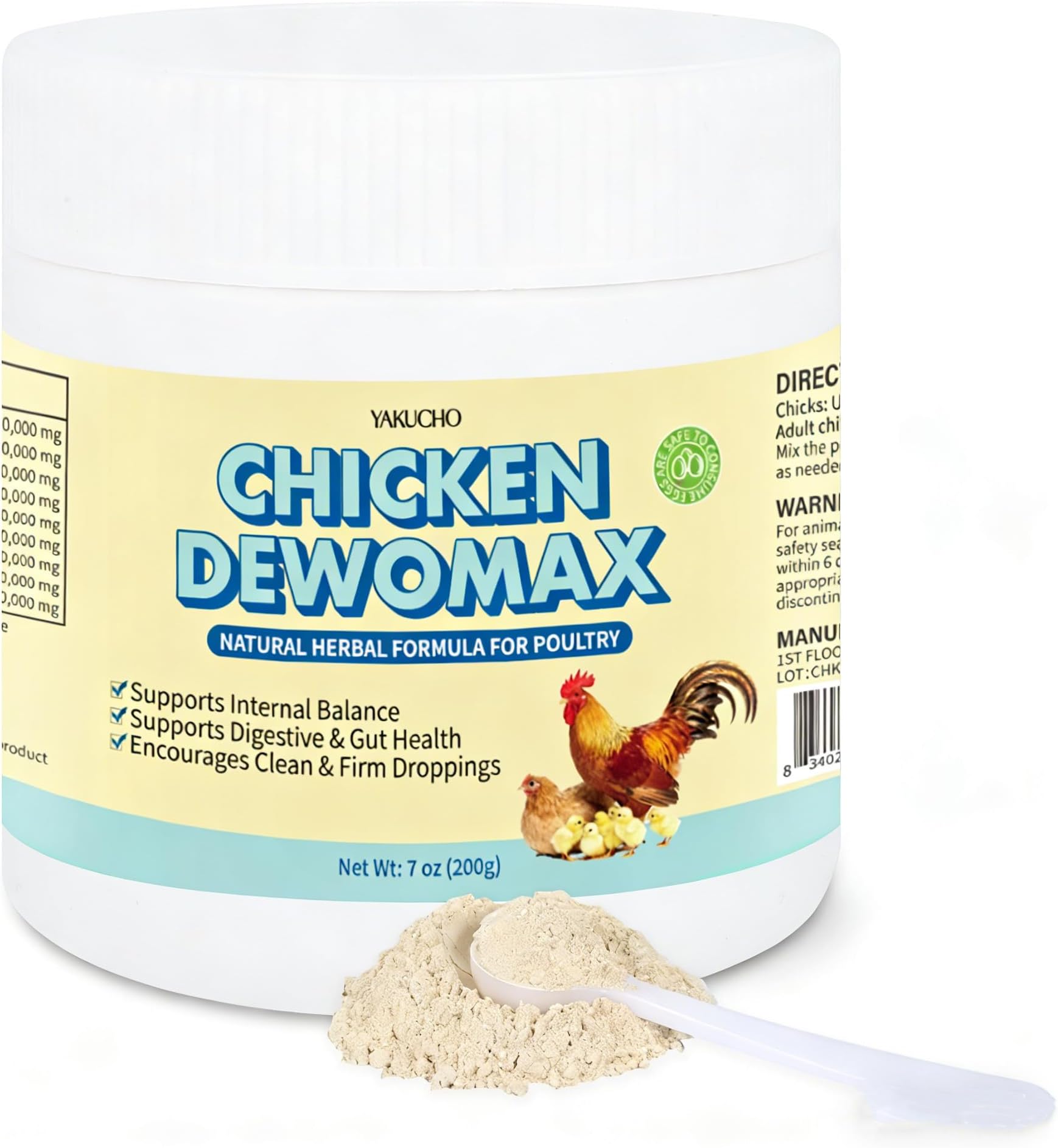 Dewomax for Chickens, Digestive Support Powder -Natural Gut Balance Formula for Chickens, Hens, Chicks -Supports Digestive Cleanse Promote Output & lmprove Dropping - 7 OZ
