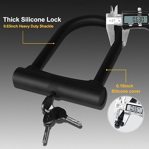 Miniatura 3 de Cerradura grande en U para bicicleta, en forma de U, para ruedas de motocicleta, cerraduras de bicicleta de 0.631 pulgadas, antirrobo para bloqueo