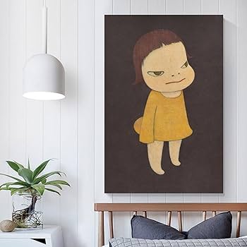 奈良美智 インテリア 現代アート 複製画 印刷 額 C Amazon.co.jp: 奈良美智 油絵 クールの印刷 複製画 絵画 アート