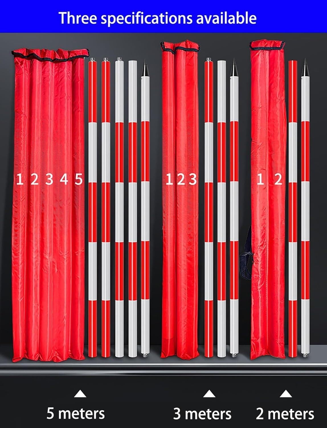 Aluminiowy słup geodezyjny do tyczenia konstrukcji geodezyjnych(6.6 ft)