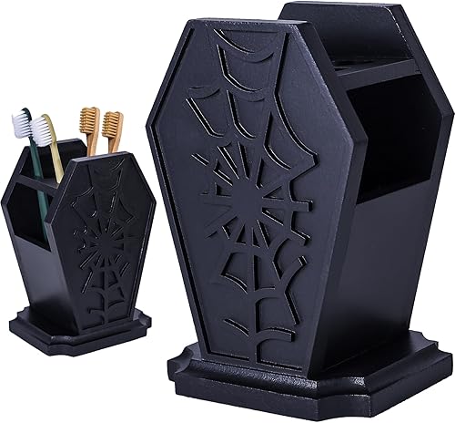 Soporte para cepillos de dientes con decoración gótica, decoración de baño gótico de Halloween, para rarezas y curiosidades, organizador de