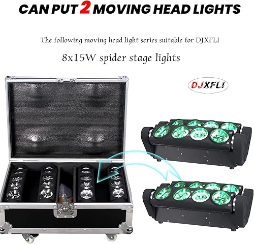 Miniatura 2 de Funda de vuelo 2 en 1 solo para luces de cabeza móvil de araña, caja de carretera, maletín de transporte con 4 ruedas para DJ, discoteca, bar,