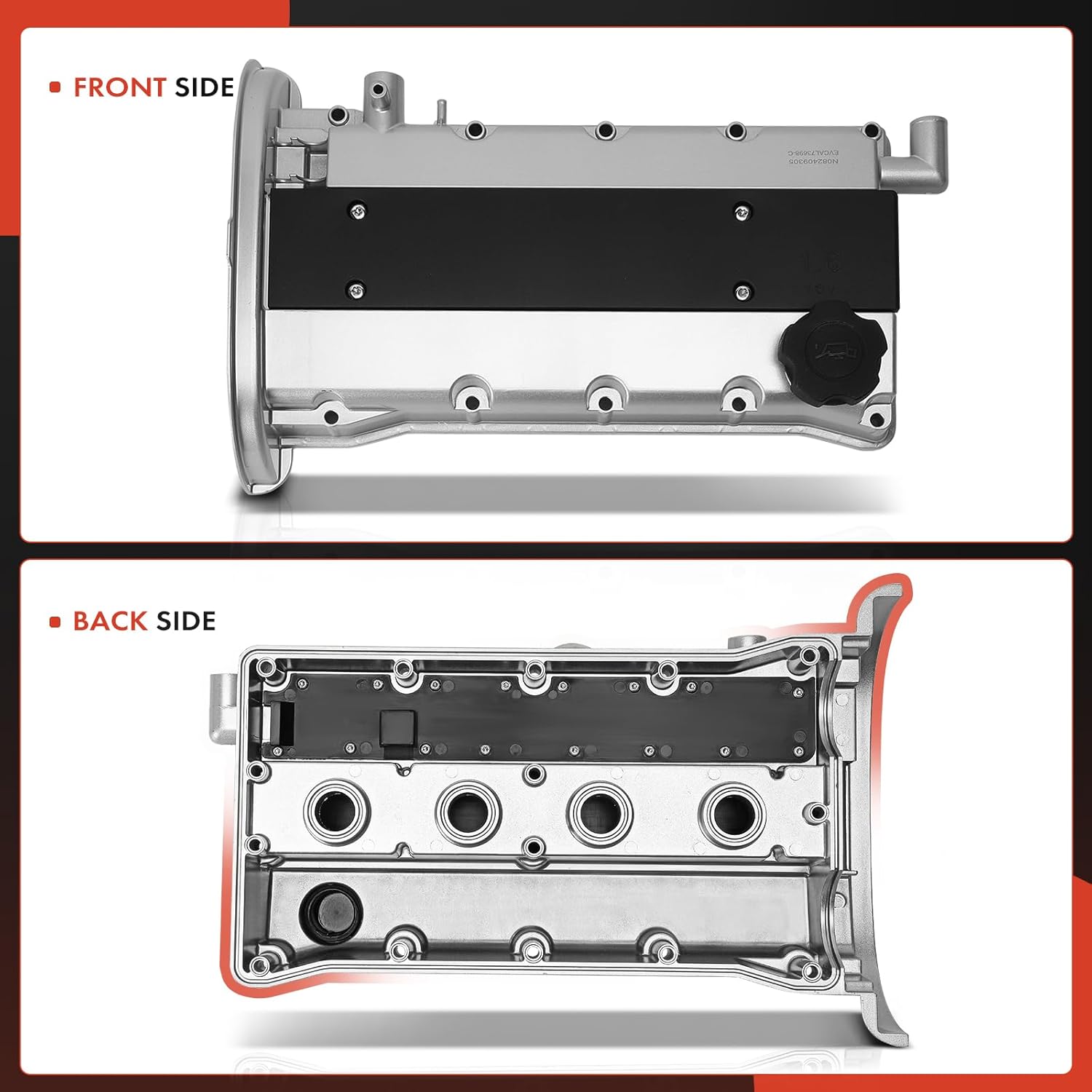 A-Premium Upgraded Aluminum Engine Valve Cover with Valve Cover Gasket and Oil Filler Cap Compatible with Chevrolet Aveo 2004-2005 & Pontiac Wave/Wave5 2005, 1.6L