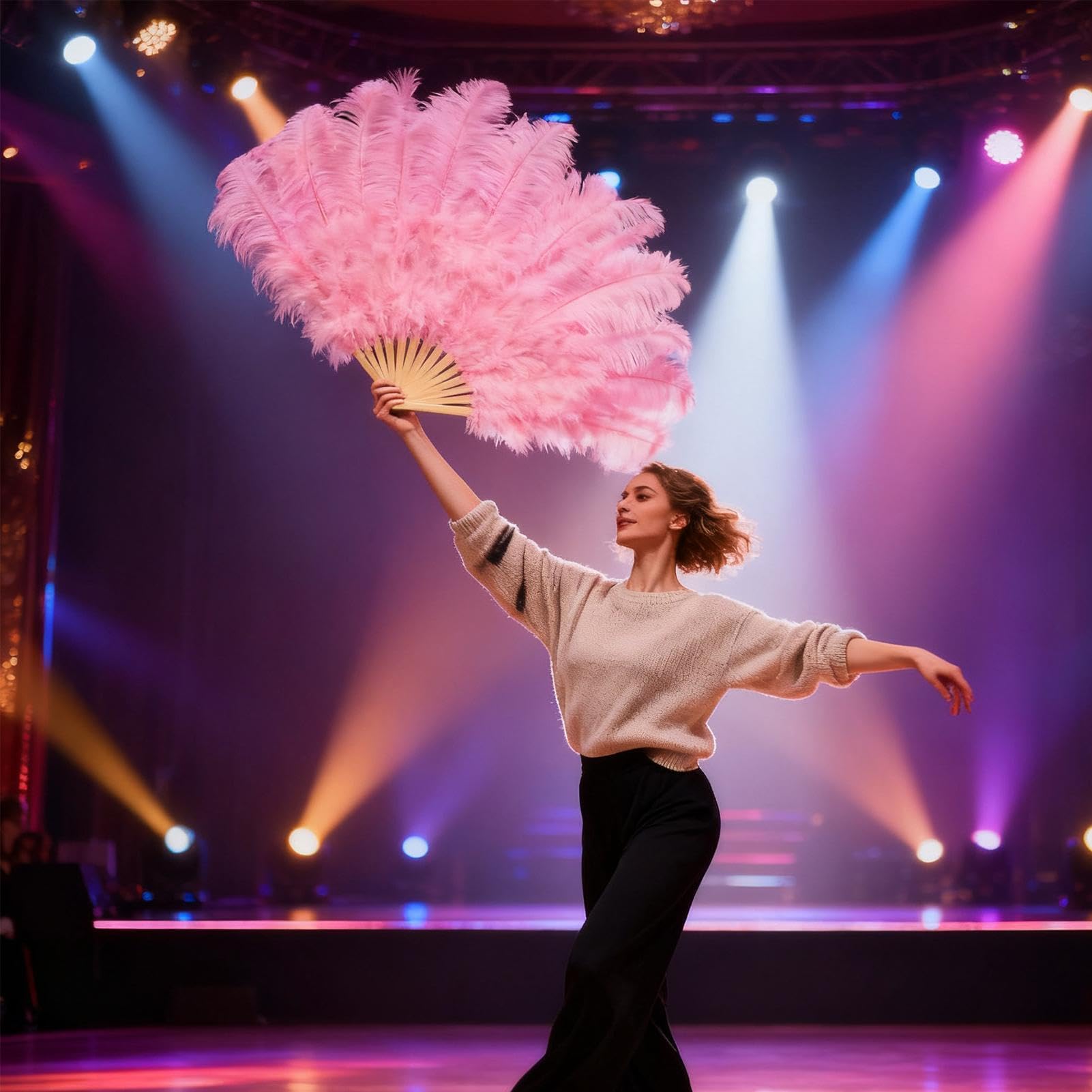 Ventagli Clack Dance – Puntelli pieghevoli a 13 ossa per esibizioni ed eventi, feste, matrimoni, festival, teatro, palcoscenico, fotografia, viaggi, chiesa, danza del ventre, burlesque, costume