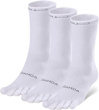 likloks Toe Socks for Men Women - Athletic Hiking Coolmax Five Finger Compression Socks Crew Length 3 Pairs