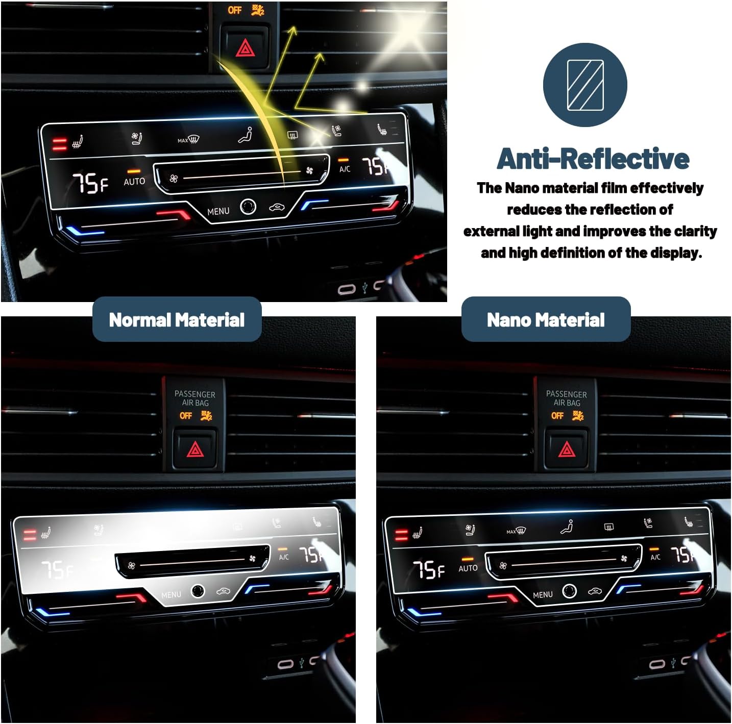 Ruiya 2025 2026 Jetta Screen Protector for VW Jetta 8" & Air Conditioner Touch VW Jetta 2025 Accessories 9HD Tempered Glass Compatible with 2025 2026 VW Jetta Sedan(3PCS/Sets)