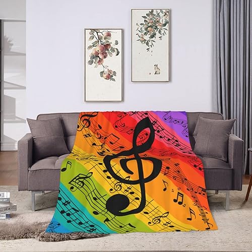Miniatura 8 de Manta de franela con notas musicales abstractas con piano, para sofá, cama, oficina, todas las estaciones, 60 x 50 pulgadas