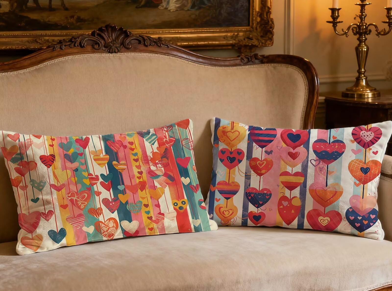 Housse de coussin velours 70x90 cm lot de 2 rectangulaire Amour