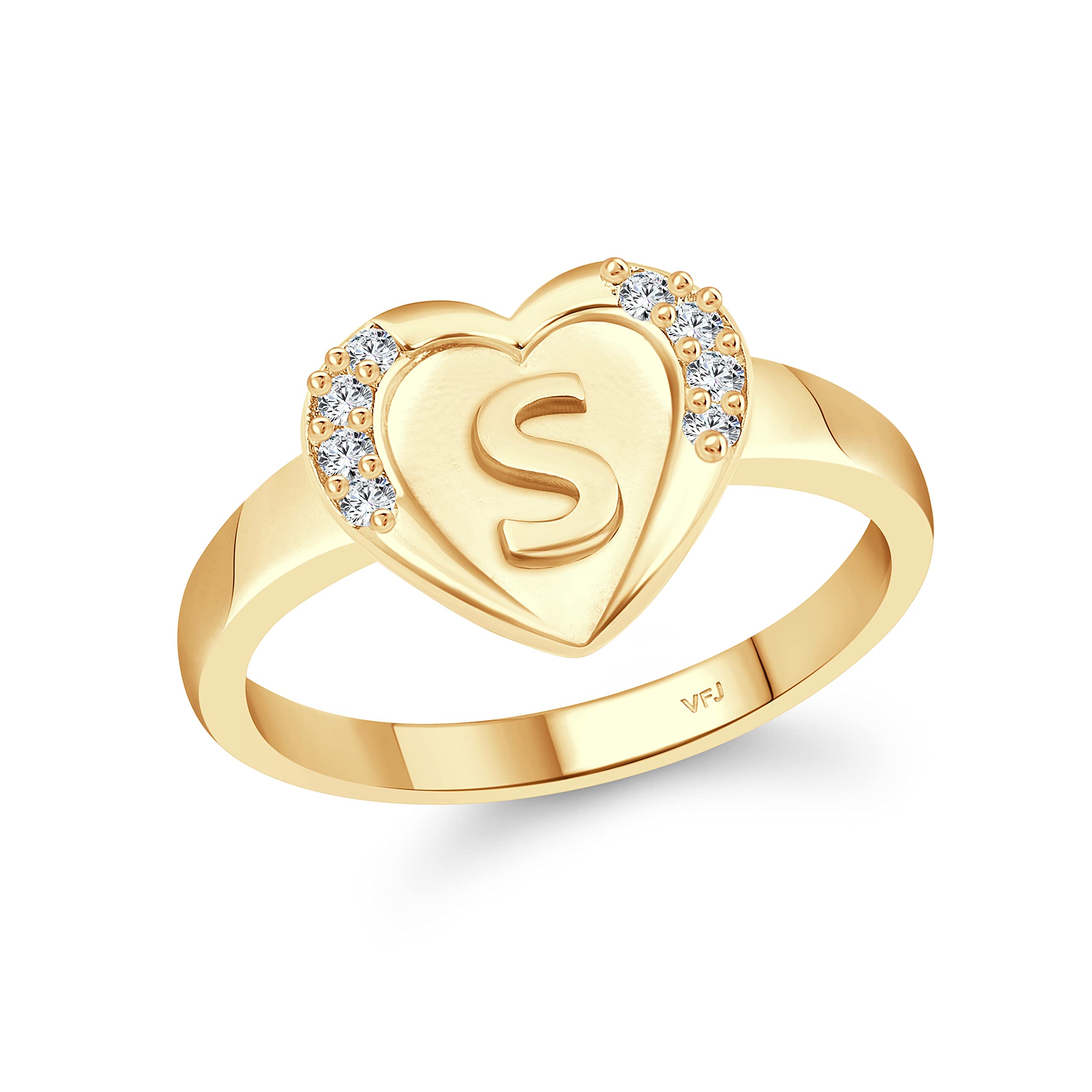 Vighnaharta valentine day gift valentineday gift for her gift for him gift for women gift for men cz alloy Gold plated Valentine collection Initial  S  Letter in heart ring alphabet collection for women and Girls (B0BTK96SD3) Amazon Price History, Amazon Price Tracker