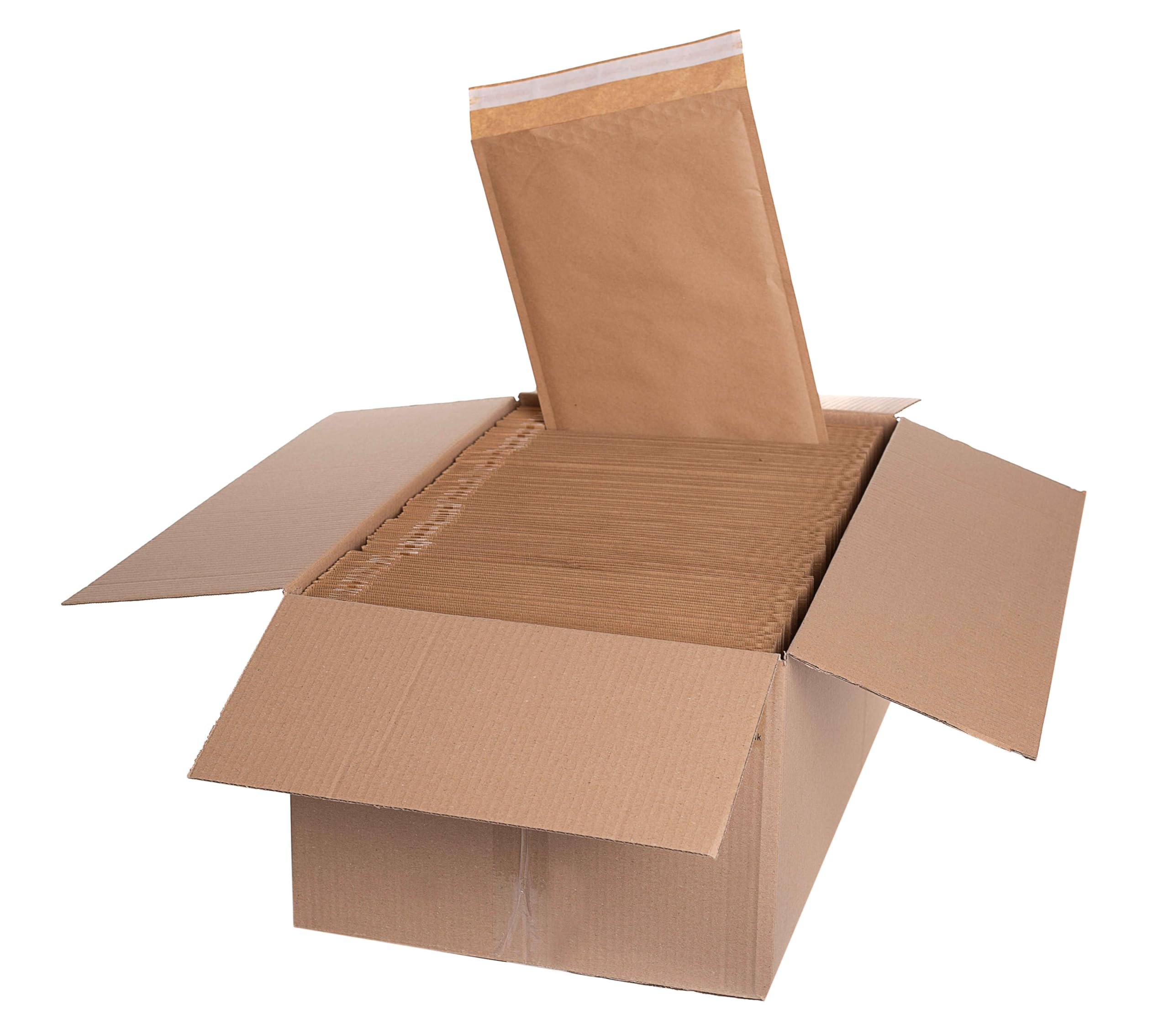 400 Luftpolsterversandtaschen G 7/ G/17, 250x350 mm, Gepolstert, Selbstklebend, Umschlag, Braun, Versandtasche für DIN‑A4+ / C4‑Unterlagen, Unbedruckt, Haftklebend, ohne Fenster (400)