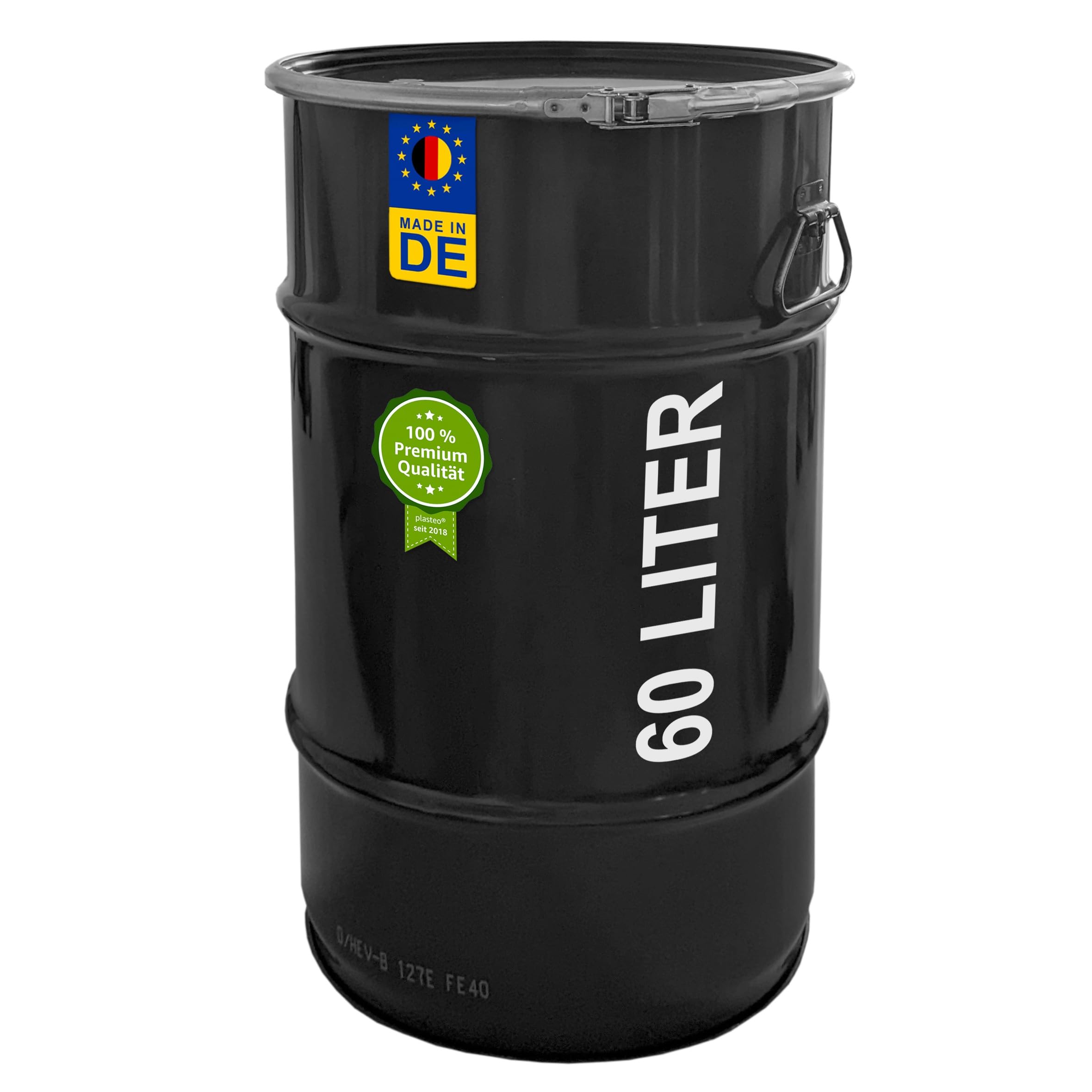 Tonneau En Acier 30 Litres Hobbock Avec Couvercle - Hermétique, Certification UN, Fabriqué En Allemagne, Pour Aspiration Cyclonique Ou Stockage - 2