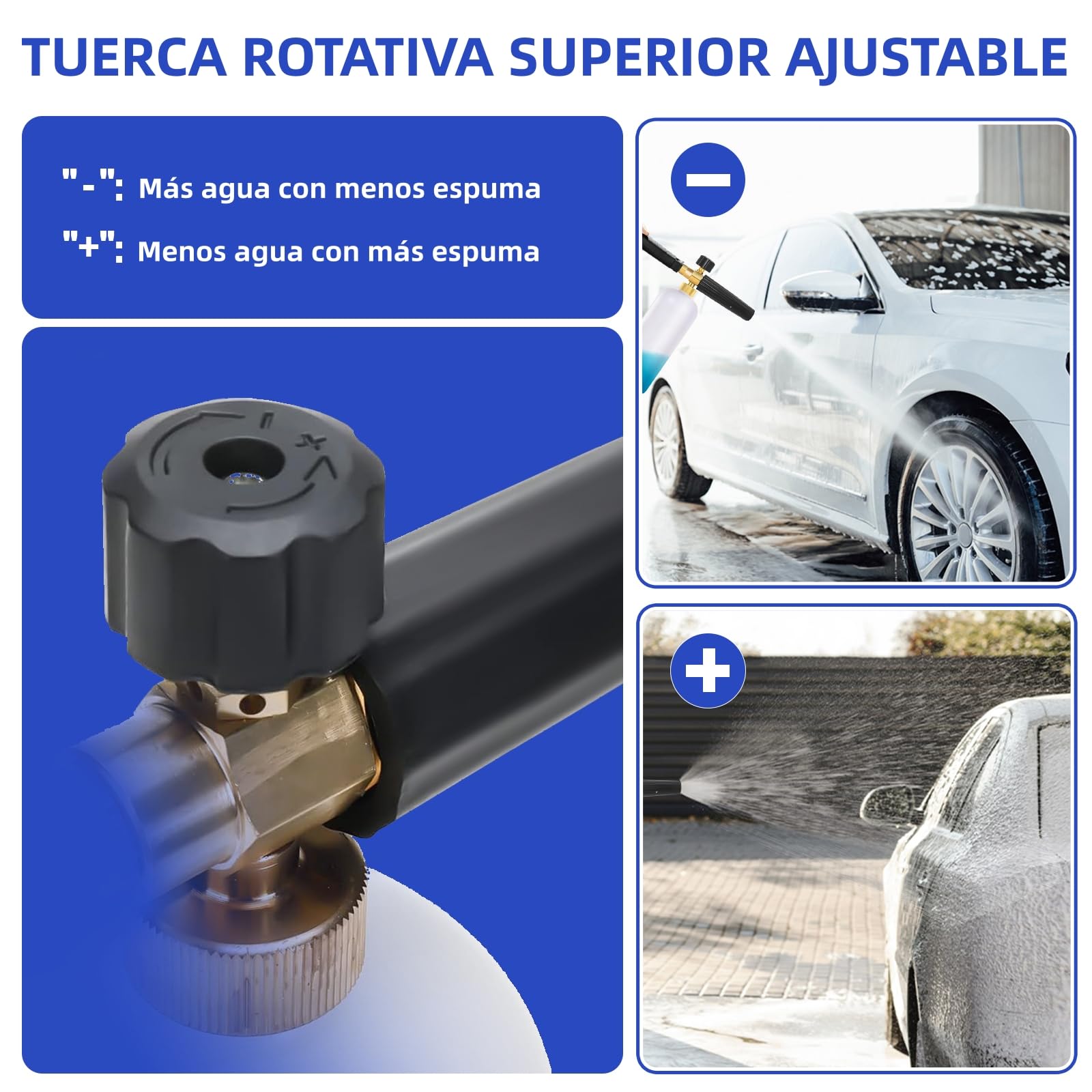 Espuma para nieve Espuma de jabón para el lavado de autos Lance con boquilla de espuma ajustable, botella dispensadora de jabón y adaptador de hilo para lavadora de presión LAVOR
