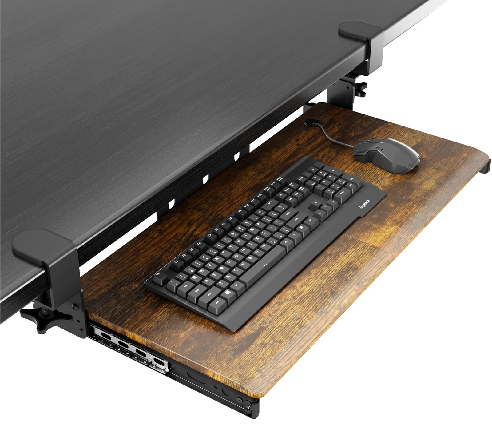 Keyboard Tray Under Desk Pull Out with Extra Sturdy C Clamp Mount System