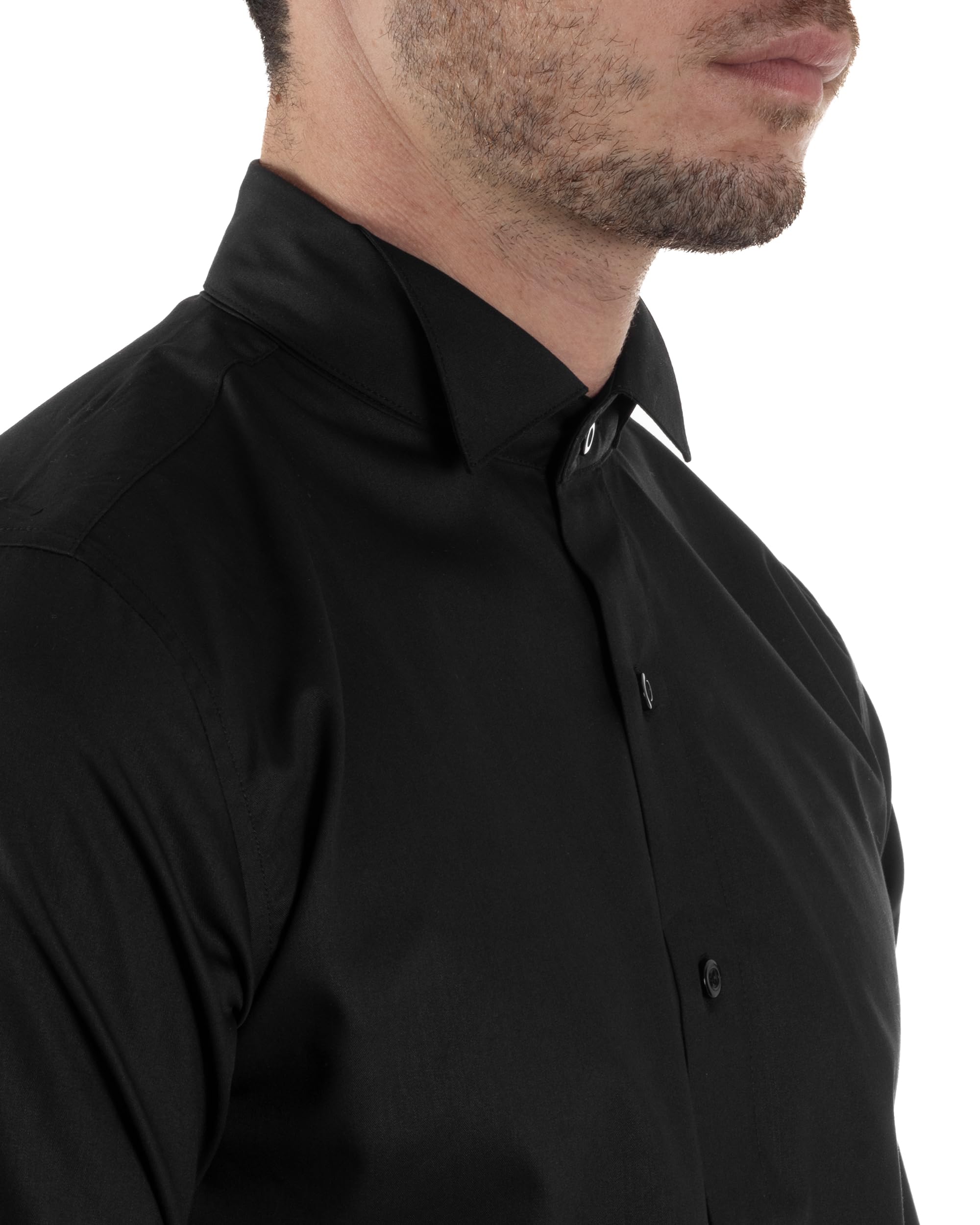 Camicia Uomo da Smoking Collo Diplomatico Slim Fit Basic Casual Elegante Cerimonia Tinta Unita Vari Colori
