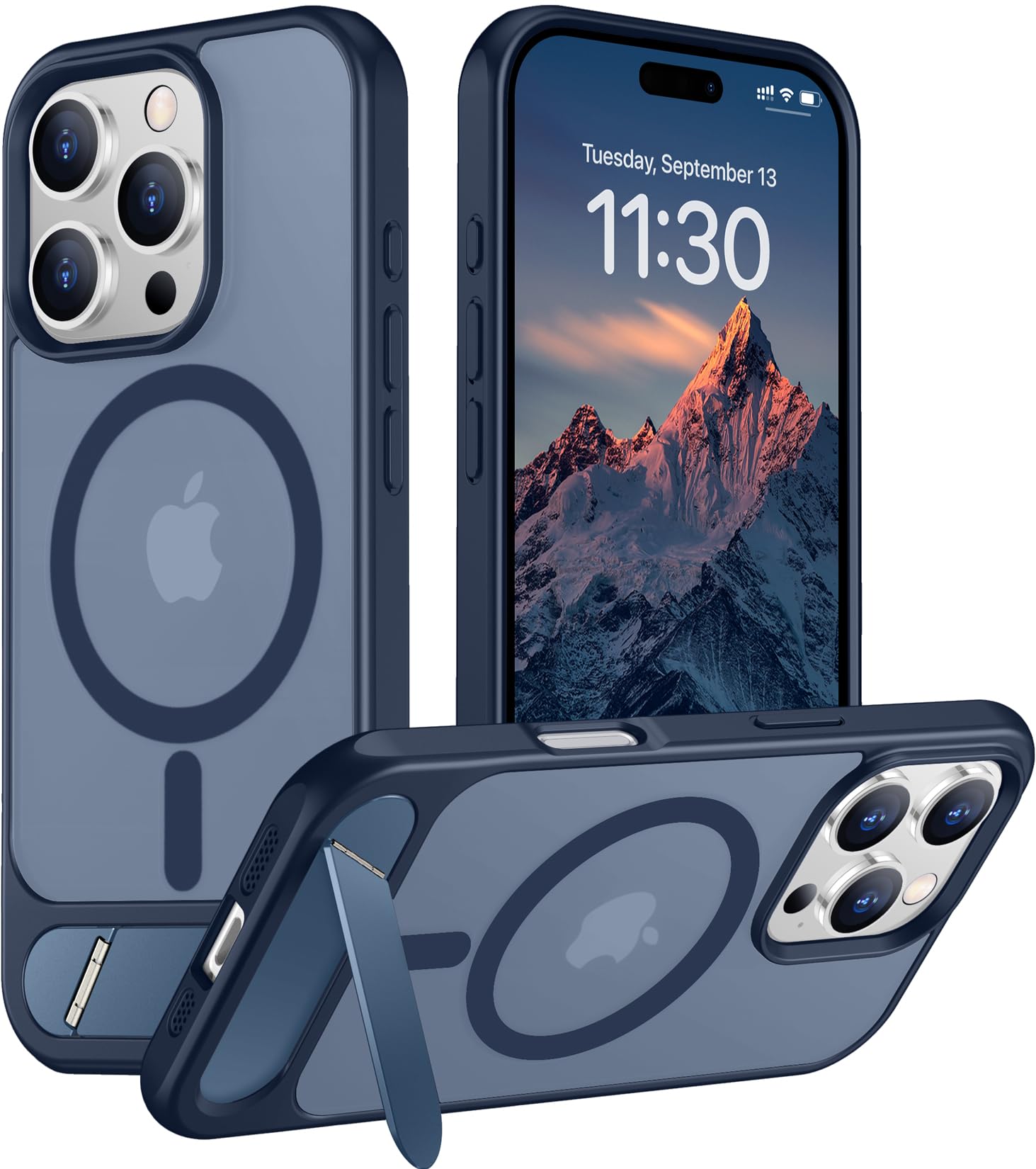 Temdan Magnetic Compatible with iPhone 16 Pro Case, [Built-in Invisible Kickstand][Compatible with MagSafe] [Military Grade Shockproof] Slim Translucent Matte Phone Case for iPhone 16 Pro 6.3"