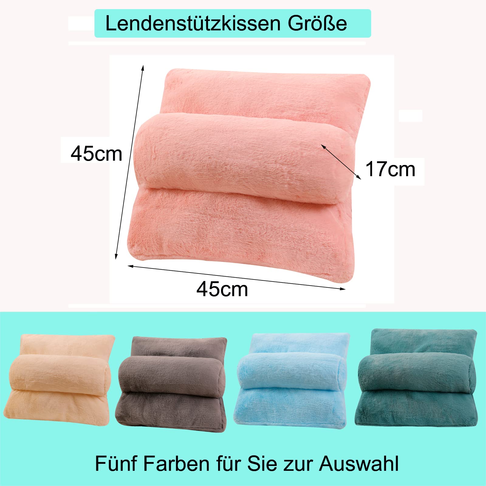 WYJHNL Lendenwirbelkissen/Lesekissen Kunstfellbezug, Rückenkissen/Rückenstützkissen Weiches, Komfort, Warme Für Sofa Bett Auto Bürostuhl Gaming Stuhl Rollstuhl 45x45cm Grün