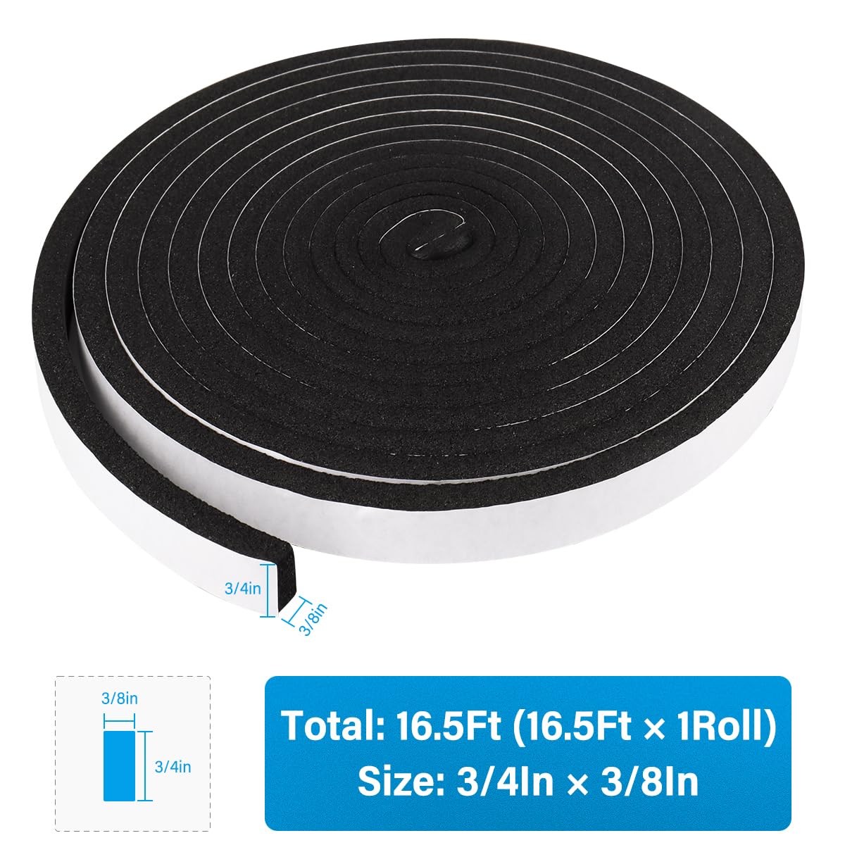 Weather Stripping Door Seal Strip For Doors And Windows Foam Insulation Tape Self Adhesivesound Proofweatherstrippipe Cooling Air Conditioning Seal Strip W1in Xt 18in Xl 33ft X 2 Roll - View #4