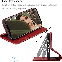 Vista 5 de VISOUL Funda para iPhone 12 Pro Max de 6.7 pulgadas, funda de piel auténtica con tarjetero y soporte para tarjetas, funda magnética diseñada