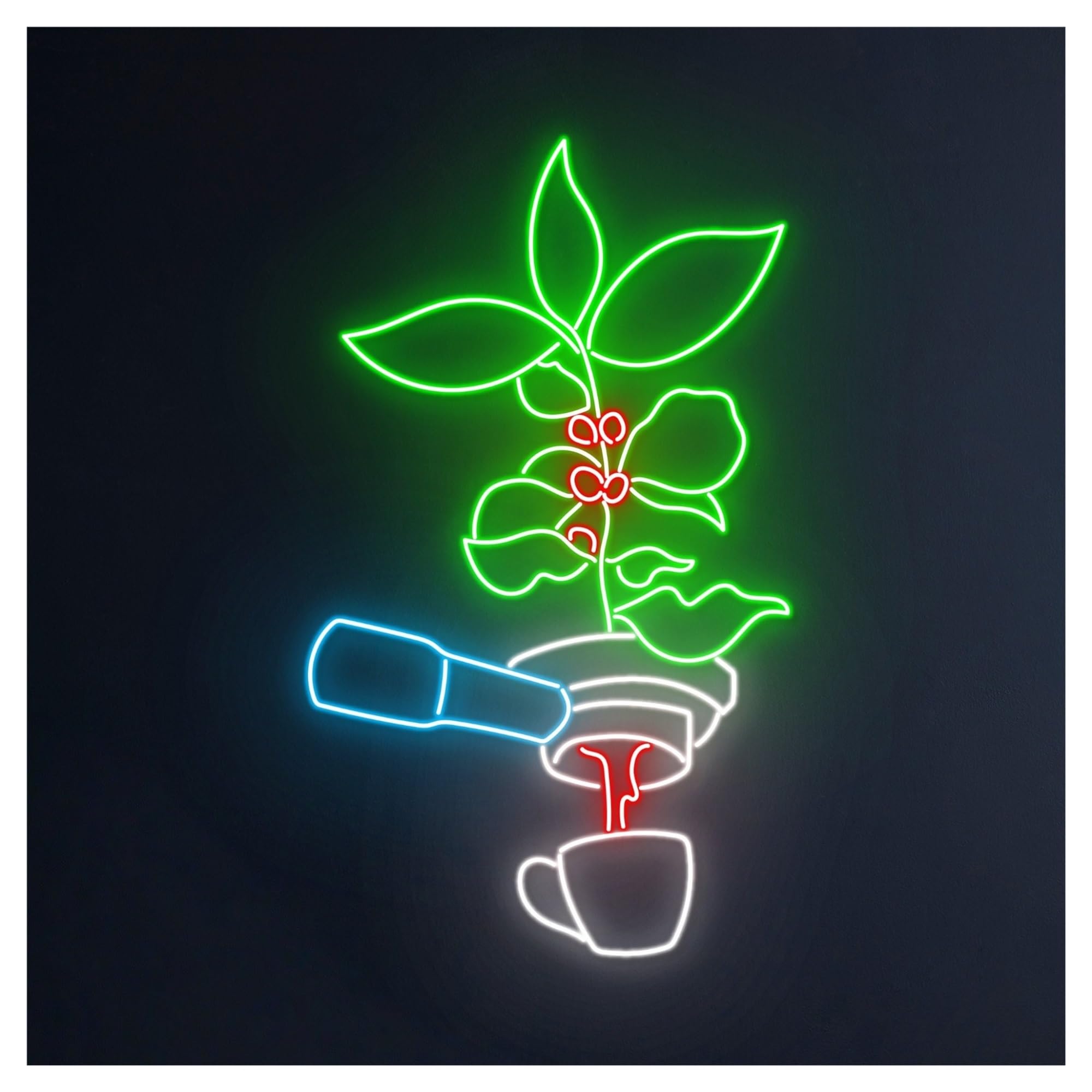 RONGCH Hanging Art Neon Signs Coffee Tree Neon Sign, Suitable for Cafe Kitchen Wall Decor with Brightness Adjustable 50cm