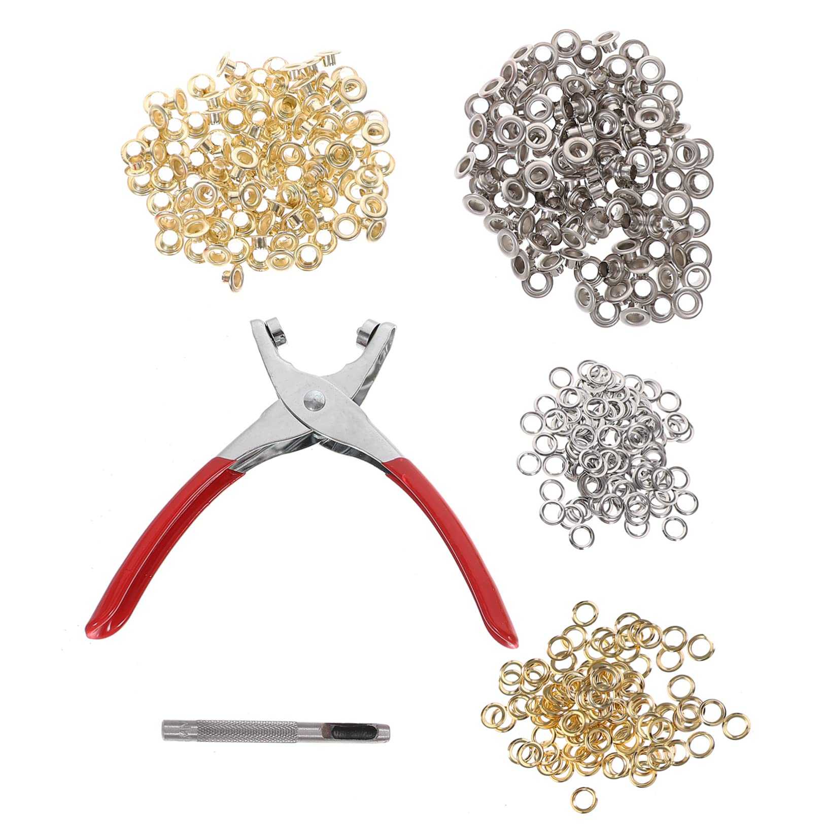 Pinza Occhiellatrice in Metallo Con Rondelle Kit Di Utensili Per Occhielli Applicabile Tessuto Pelle Plastica Morbida e Tela