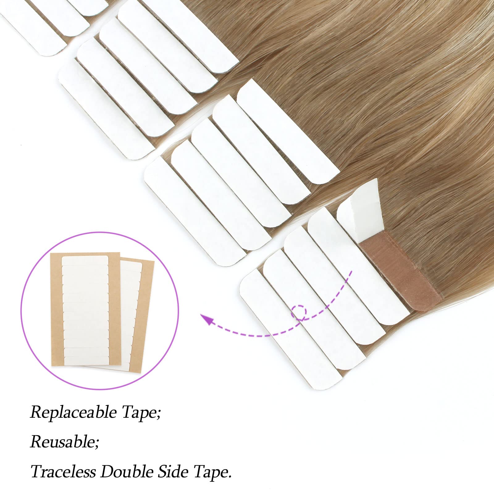 ABH AMAZINGBEAUTY HAIR Semi-permanent Balayage Tape in Hair Extension Human Hair, Real Remi Remy 100 Human Hair - Image 4