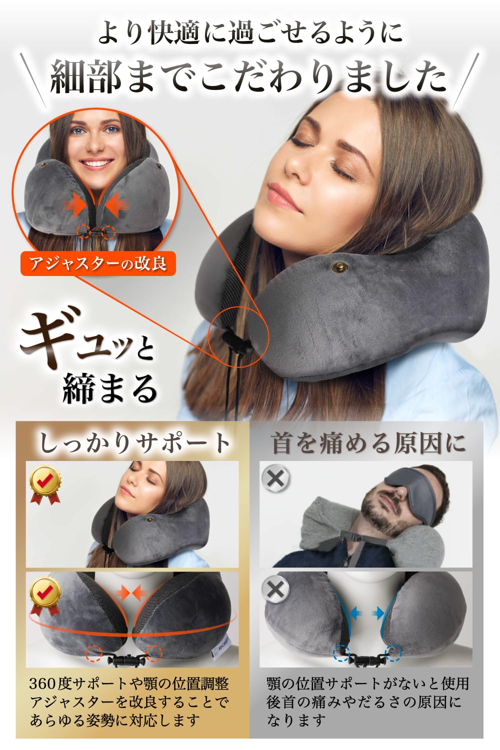 Amazon｜【あらゆる姿勢に対応x首フィット構造】 ネックピロー 飛行機