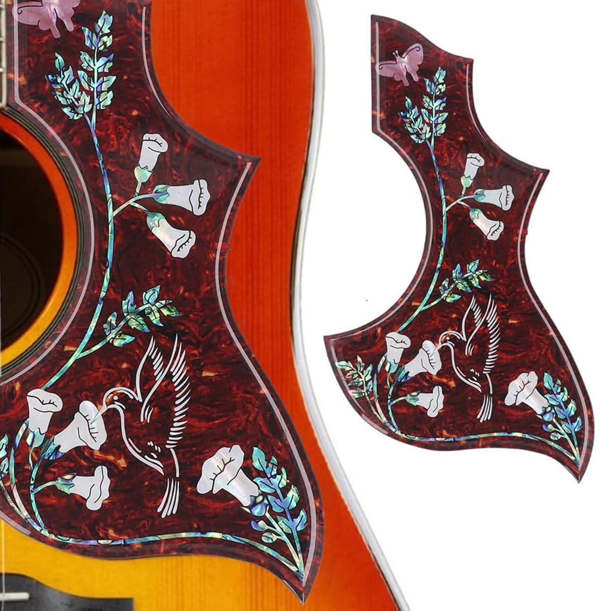 SYLEN Gitarren-Pickguard, selbstklebend, kratzfest, Kolibri-Schlagbrett, 2 mm, Ersatz für Akustikgitarre, für Anfänger, Profis, Live-Auftritte, Reparaturen zu Hause