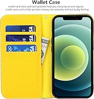 Vista 104 de iCoverCase Funda tipo cartera compatible con iPhone 13 Pro Max con ranuras para tarjetas, funda magnética de piel auténtica con bloqueo RFID, Naranja