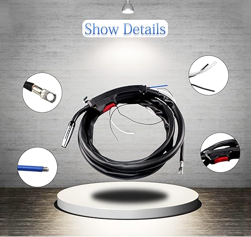 Miniatura 2 de Antorcha de soldadura MIG 14AK MB14 con protección de gas CO2, 6.6 ft, se adapta a corriente 160A200A, negro, acero inoxidable