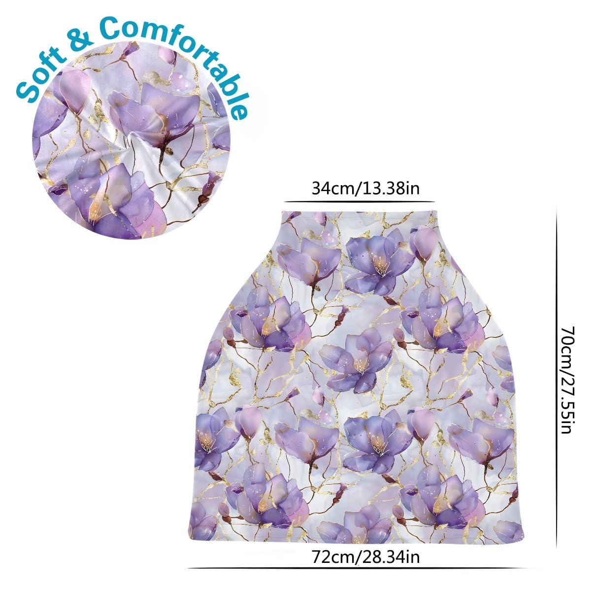 Baby Car Seat Canopy Covers Nursing Cover Stretchy Boys Girls Gold Purple Flowers Carrier Cover Breastfeeding Cover Breathable