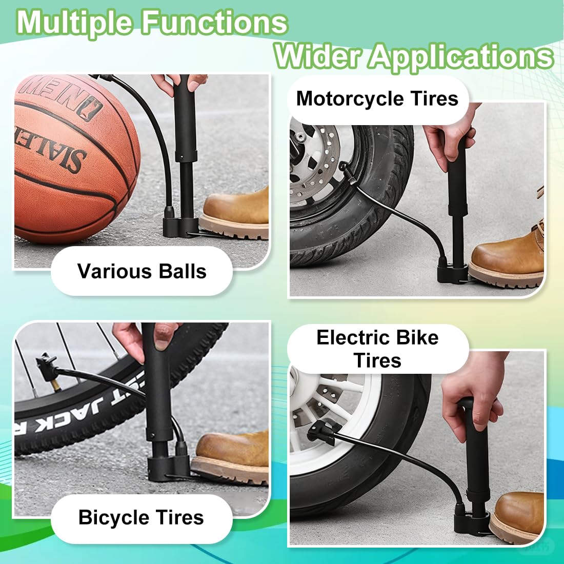 Pompe à Pied Portable pour Vélo Haute Pression pour Tous Vélos, Course, E-Bike, VTT