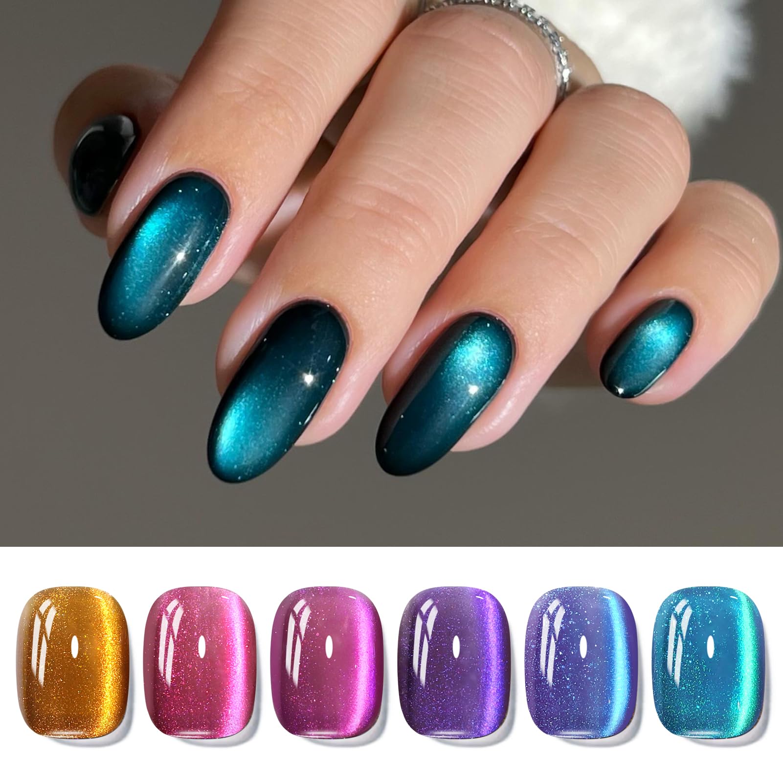 Born Pretty Cat Magnetic Eye Gel Nail Polish Glitter Auroras Magnetic Gel Polish Colorful Holographic Cat Magnetic Eye Nail Art Manicure DIY at Home