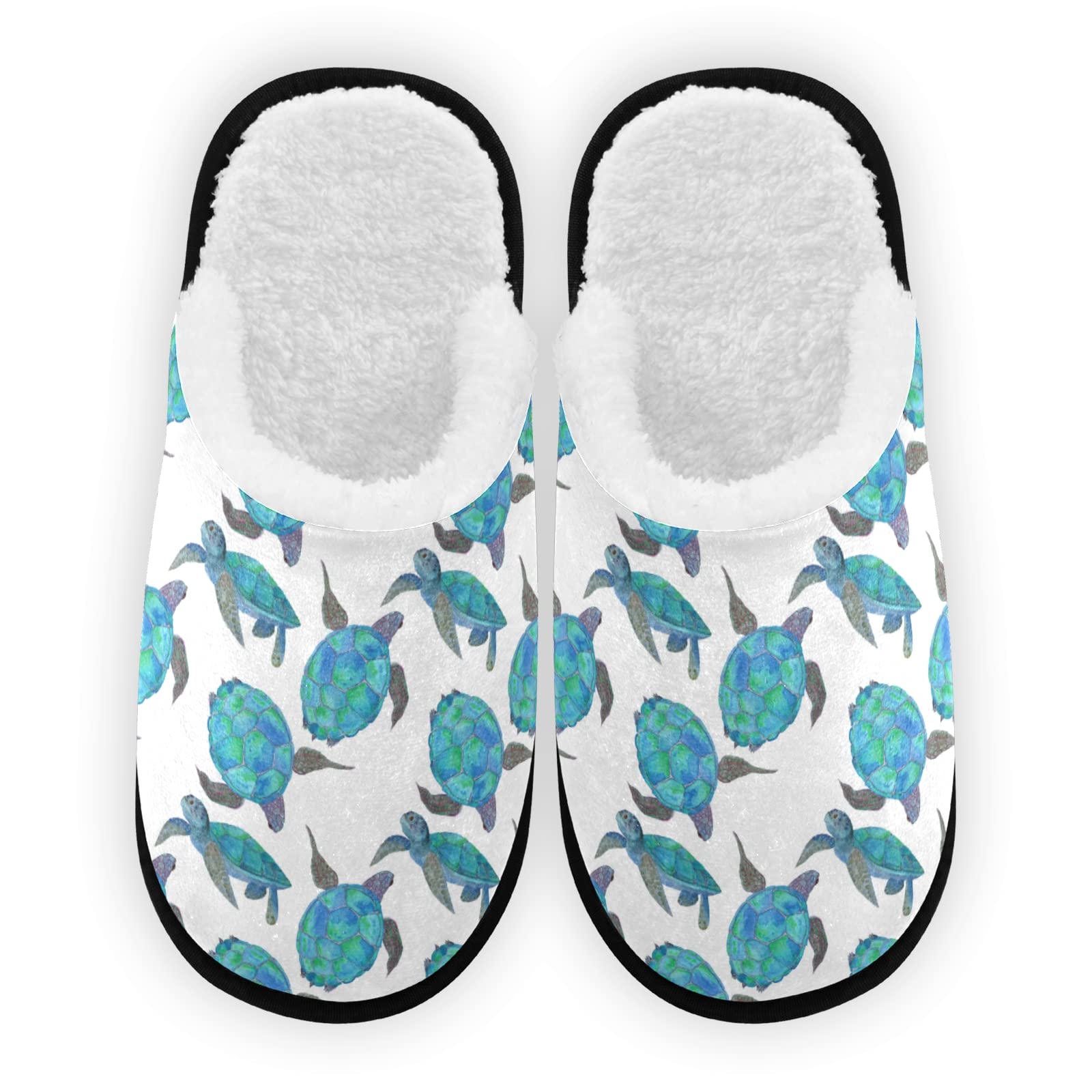 Umidedor Sea Turtles Slippers for Women Girls, Soft Memory Foam Non-Slip Indoor House Slippers Home Shoes for Spa Bedroom Hotel Travel