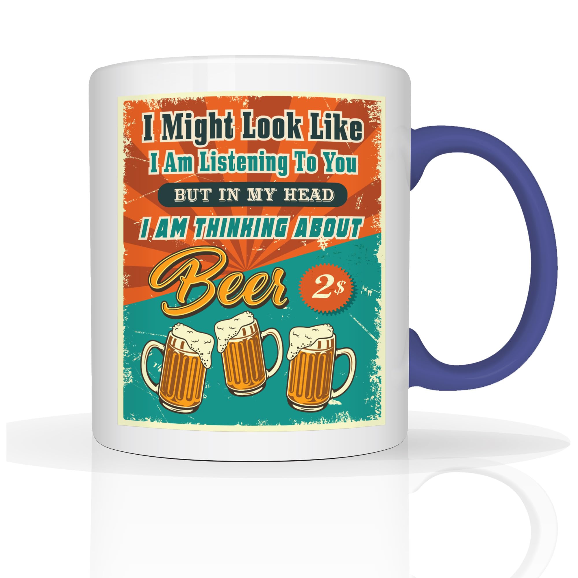 Star Online Funny Classic Christmas Secrete Santa Coffe Xmas Gifts I'm Thinking About - 11oz Ceramic Dishwasher Safe Mugs Cup (Beer Vintage - Navy)