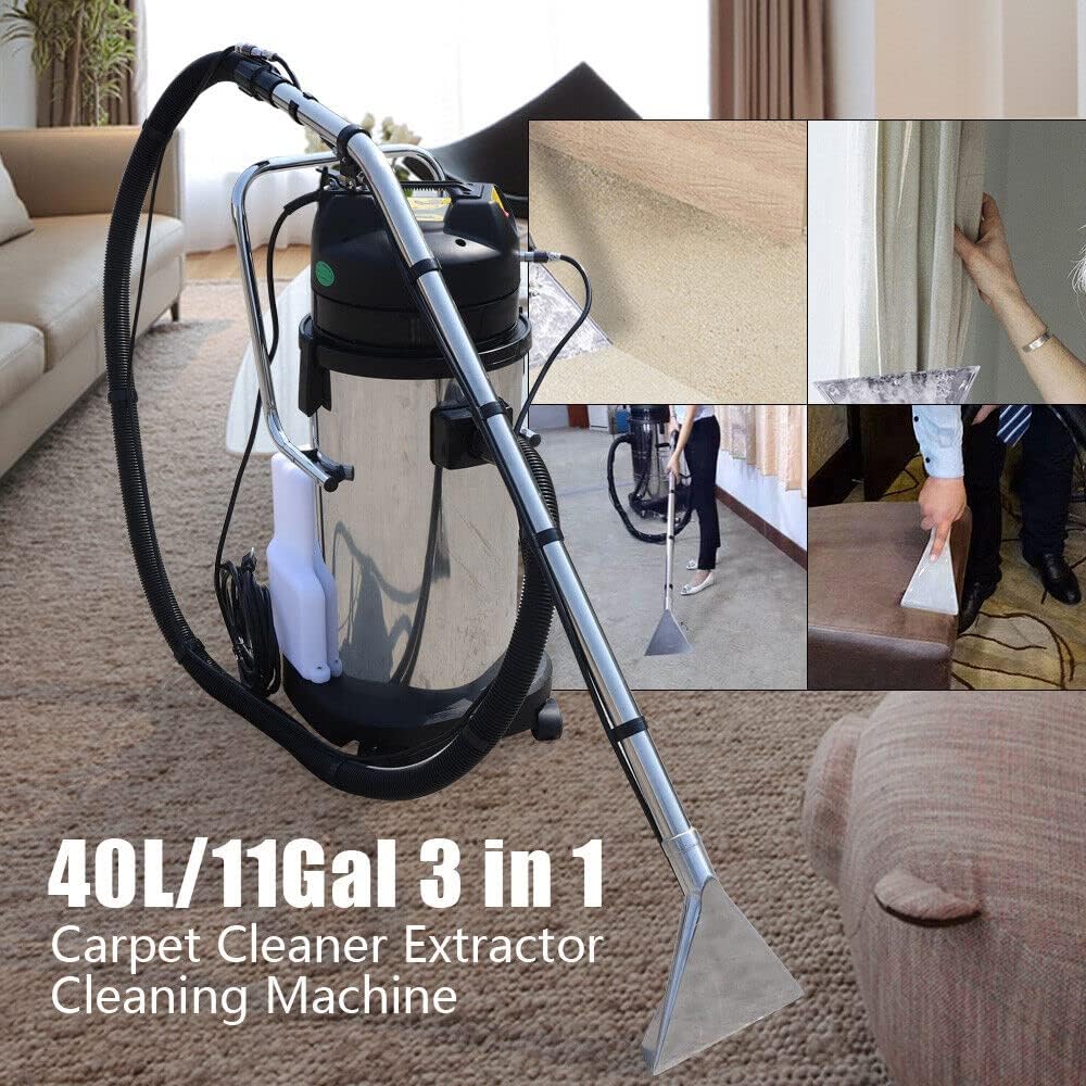 review 40L/11Gal Carpet Extractor, 1034W 3 in 1 Carpet Cleaning Wand Floor Cleaning Machine Dust Collector 110V