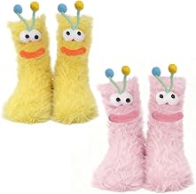 2Pcs Ugly Cartoon Monster Novelty Socks for Women, Fluffy Socks Womens, Novelty Gifts for Women, Suitable Friends & Sisters, Lovers, Friends & Sisters Unique Gifts, Perfect Birthday for Boyfriends