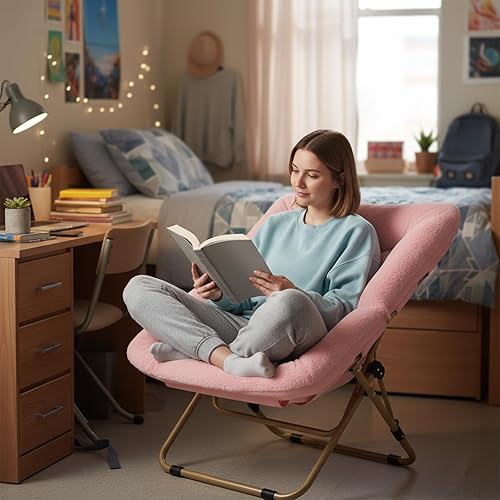 Miniatura 7 de Silla Plegable Cómoda, Silla Plegable de Gran Tamaño de Piel Sintética Suave, Silla de Descanso Flexible Perezosa para Niños Niñas Adolescentes