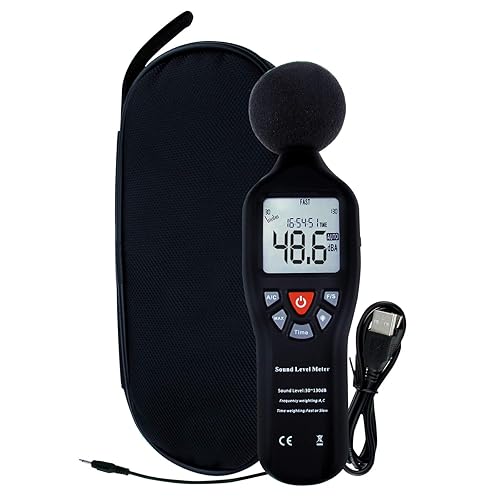Instrumento compacto medidor de nivel de sonido profesional con pantalla de retroiluminación Medición de alta precisión 30dB-130dB (medidor de nivel