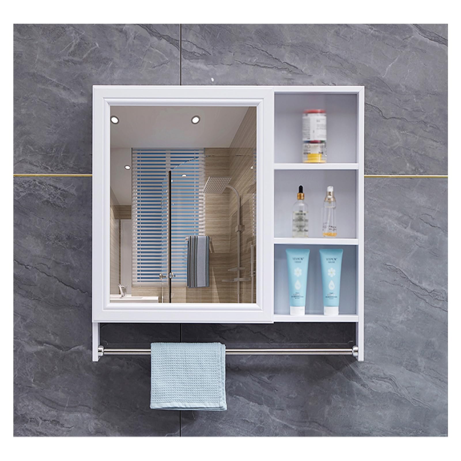 Gpdnbieu White Bathroom Mirror Cabinets, Suitable Homes, Hotels, Apartments, Rental Houses, Dormitories, Etc(,78 * 70Cm/30.7 * 27.5In)