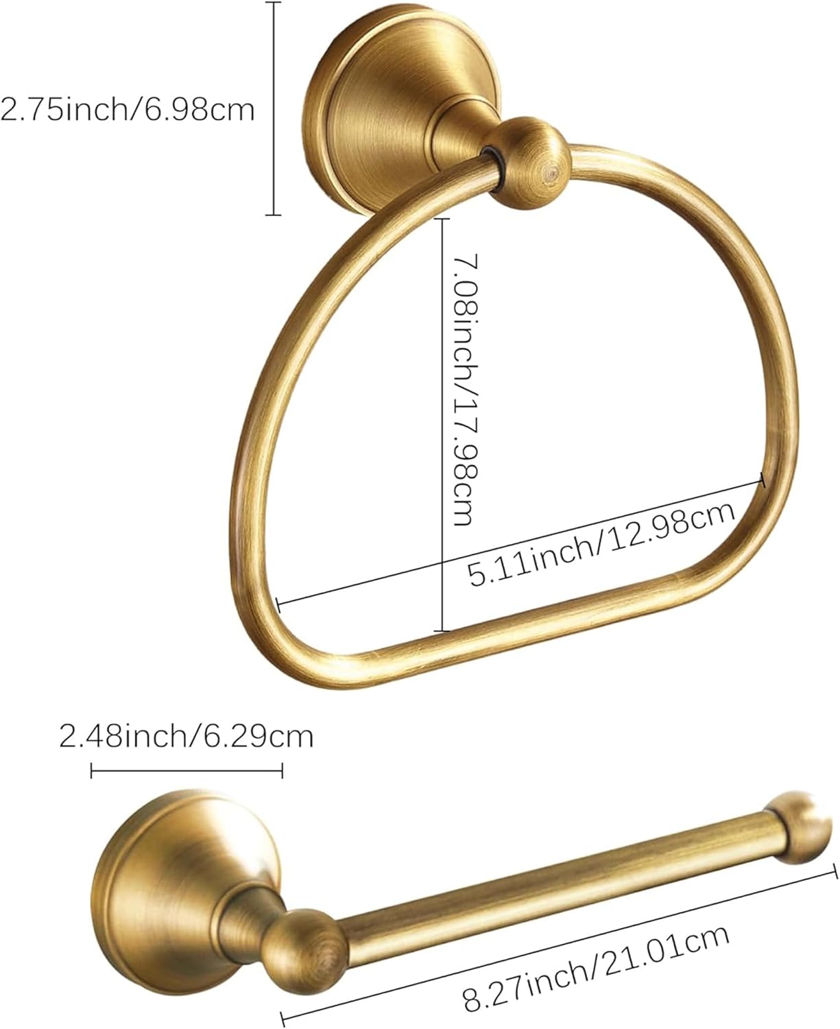 Brass Toilet Paper Holder,Antique Towel Ring,Antique Brass Hand Towel Holder Bathroom Tissue Roll Paper Holder Hanger Bath Accessories Wall Mounted Half Round 2 Pieces