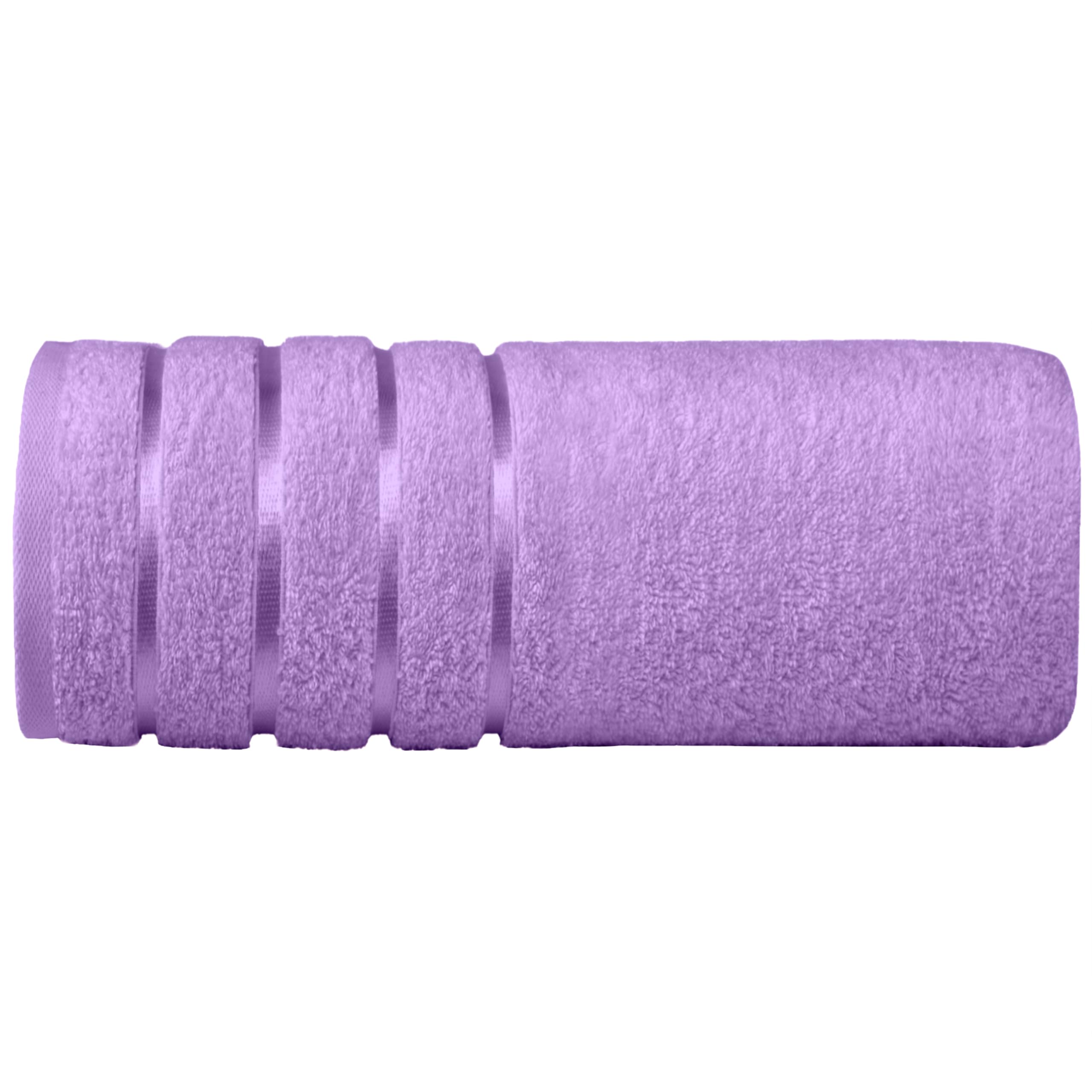 Elegant Comfort 100% Turkish Cotton 4 Lines Viscose Stripe Jumbo Bath Towel - Hotel Spa Quality Extra Large 35 x 70 Inch Bath Towel Ultra Soft, Super Absorbent Quick Dry Large Bath Towel, Lilac
