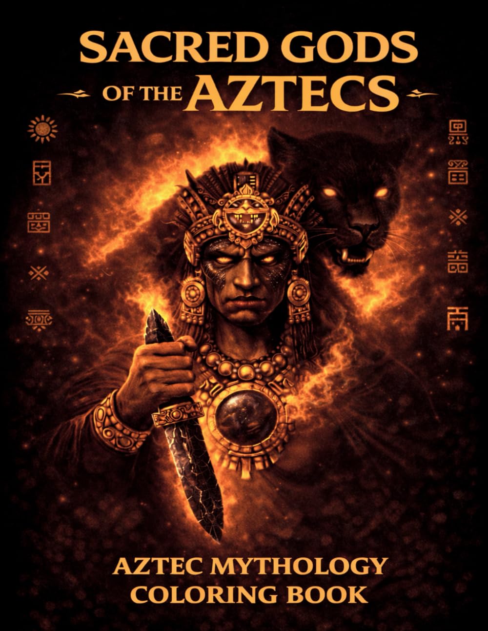 SACRED GODS OF THE AZTECS: 50 Aztec Gods Coloring Designs for Adults and Teens An Aztec mythology coloring book featuring powerful gods, sacred ... (Sacred Animals & Mythology Coloring Books)
