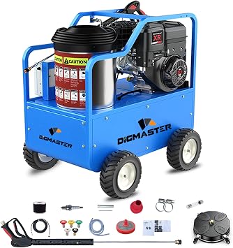 Hot Water Pressure Washer 4.0 GPM 4060 PSI, Diesel Heated Commercial Heavy Duty Pressure Washer 212F with 13.5 HP B&S Engine, AR Plunger Pump, 304 Stainless Tank, Industrial Cleaner